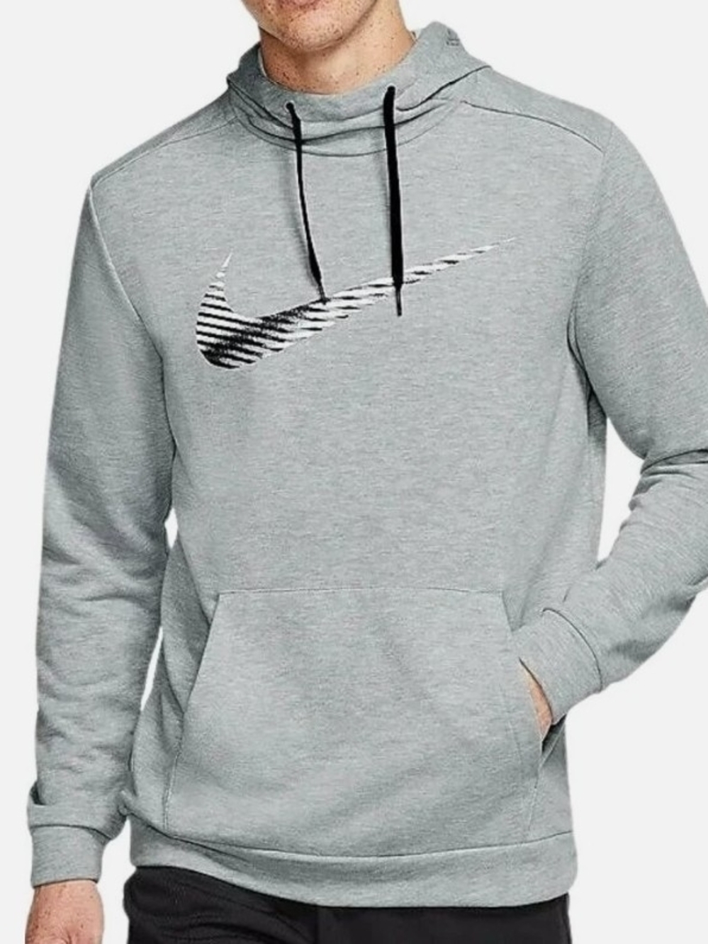 Nike Light Gray Pullover Hoodie with Black Swoosh - Picture 4 of 5